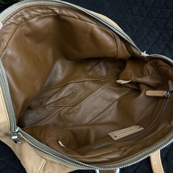 Prada Genuine Leather Shoulder/Handbag In Camel Zip Closure With Lock Luxury - Picture 11 of 16